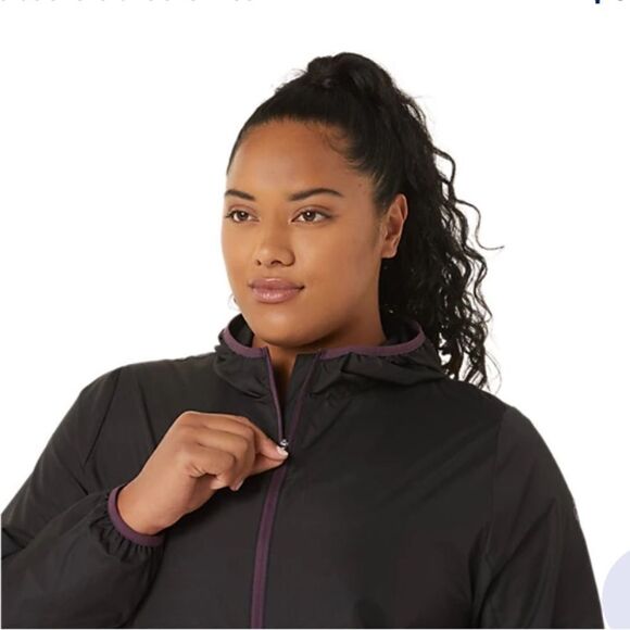 ASICS WOMEN'S PACKABLE JACKET BLK/PURPLE L NWT - Picture 3 of 8